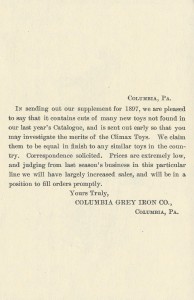 COLUMBIA GREY IRON 1897 - FORWARD
