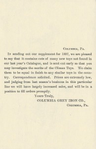 COLUMBIA GREY IRON 1897 - FORWARD