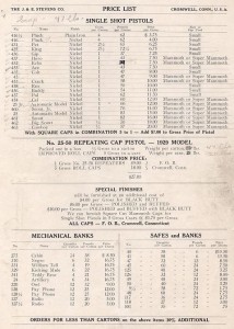 STEVENS 1929 PRICE LIST - PG 1