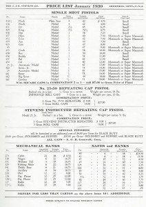 STEVENS 1930 PRICE SHEET - PG 1 